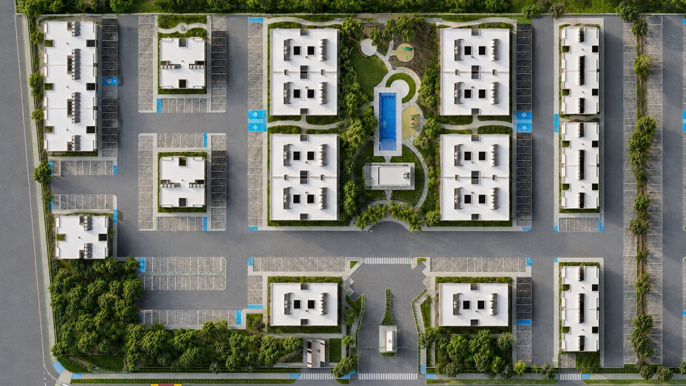 Vista aérea de Vía Verde Conjunto Residencial, Playa del Carmen